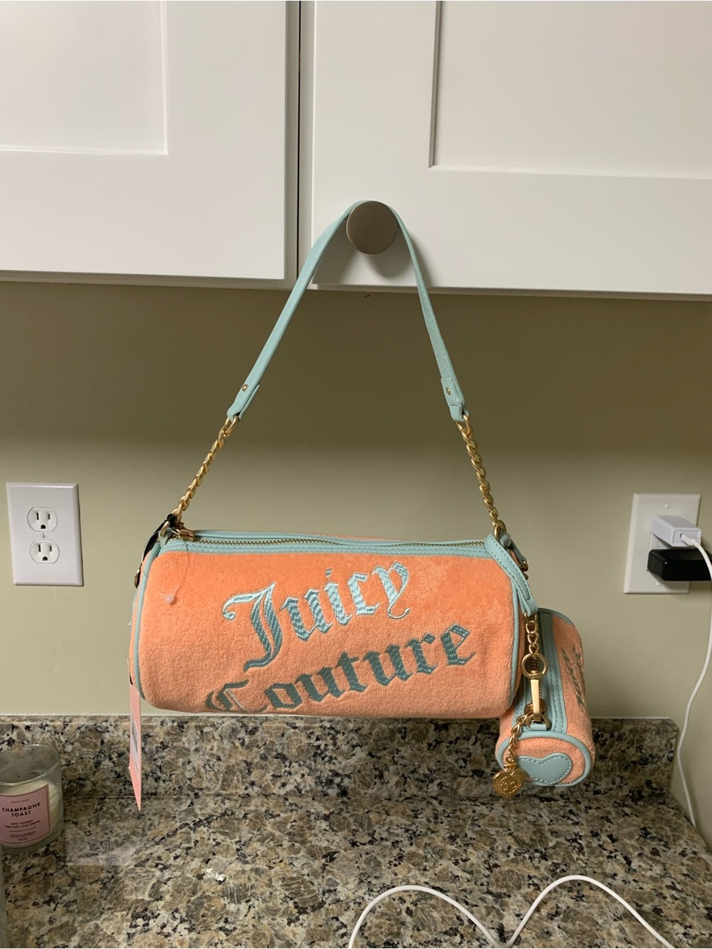 Juicy Couture Peach Barrel Bag with Mint Trim